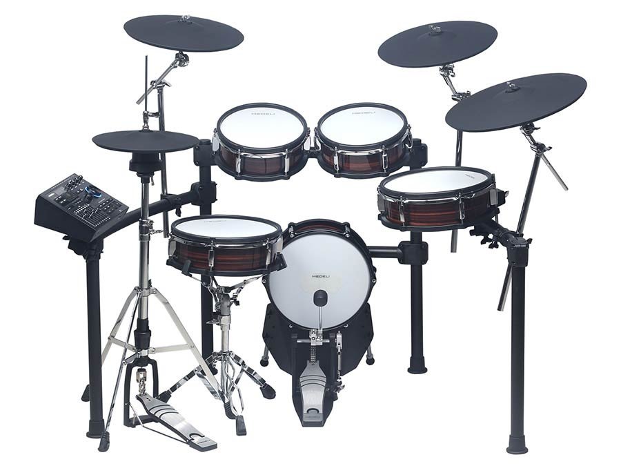 digital drum kit, all mesh head compact shells, 12" kick, all hardware included, vintage rosewood - Afbeelding 2