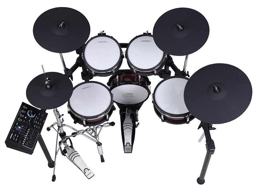 digital drum kit, all mesh head compact shells, 12" kick, all hardware included, vintage rosewood - Afbeelding 3