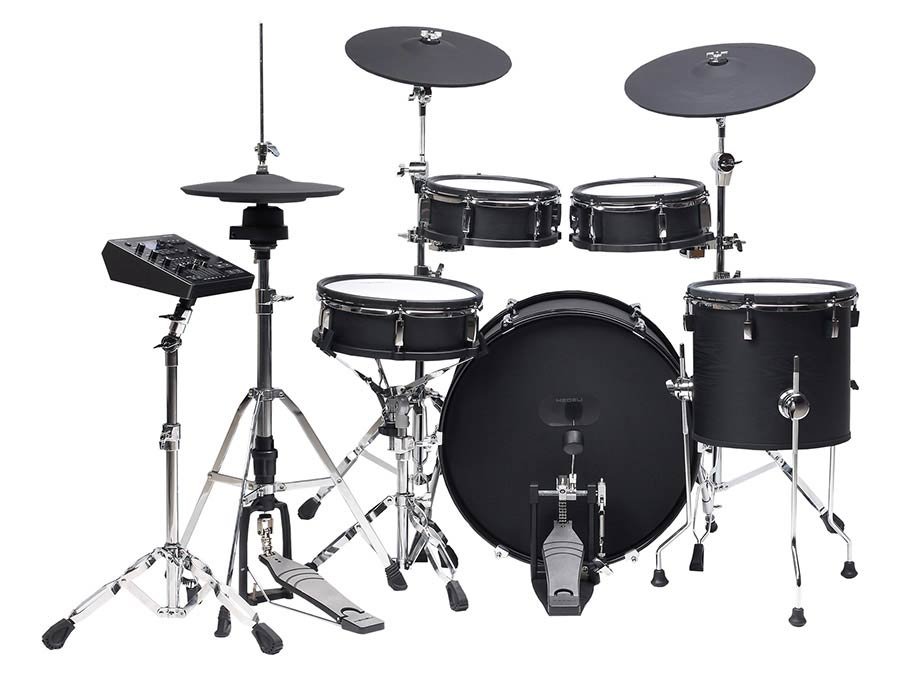 digital drum kit, all mesh head fullsize wooden shells, 20" kick, all hardware included, blackwood - Afbeelding 2