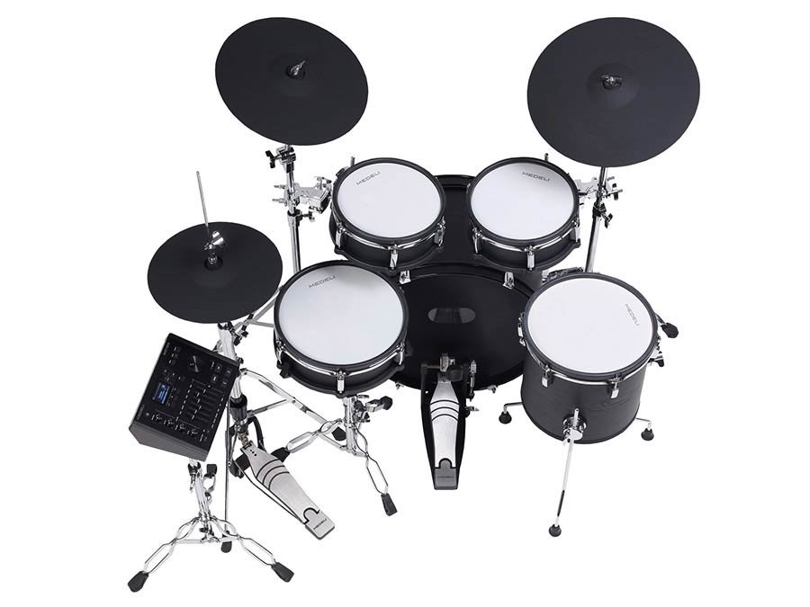 digital drum kit, all mesh head fullsize wooden shells, 20" kick, all hardware included, blackwood - Afbeelding 3