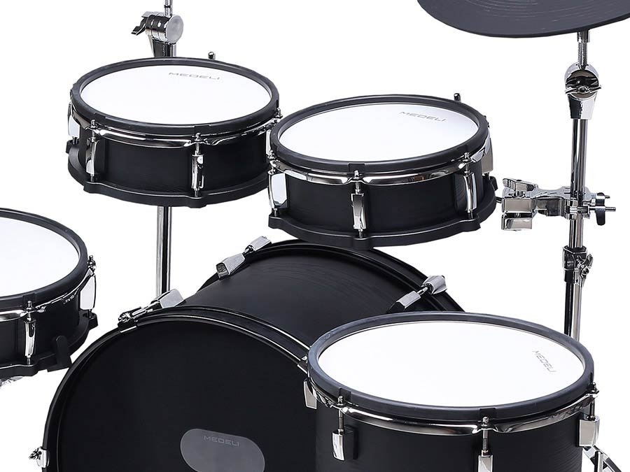 digital drum kit, all mesh head fullsize wooden shells, 20" kick, all hardware included, blackwood - Afbeelding 5