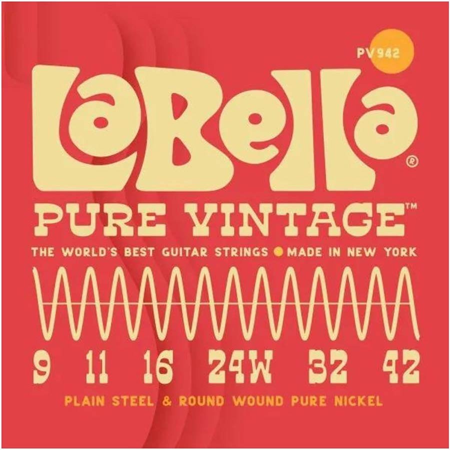 Pure Vintage string set electric, pure nickel wound, extra light, 009-011-016-024w-032-042