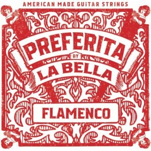 string set flamenco, red nylon trebles & silverplated basses, medium tension