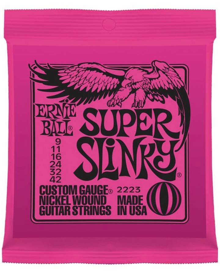 string set electric, nickel wound, super slinky, 009-011-016-024-032-042