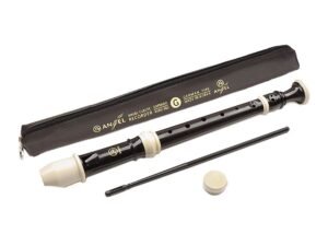 soprano recorder, key: C, German system, ABS, 3-piece, 310 mm, black-ivory