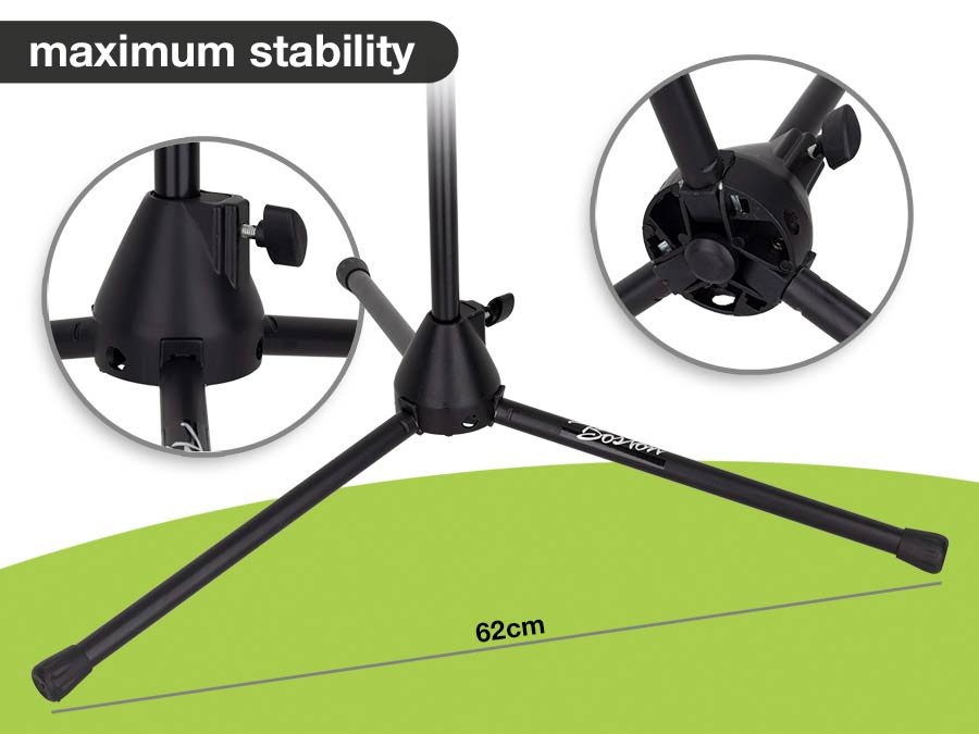 microphone stand with boom max height 165cm, black - Afbeelding 3