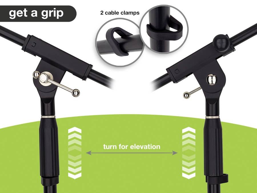 microphone stand with boom max height 165cm, black - Afbeelding 4