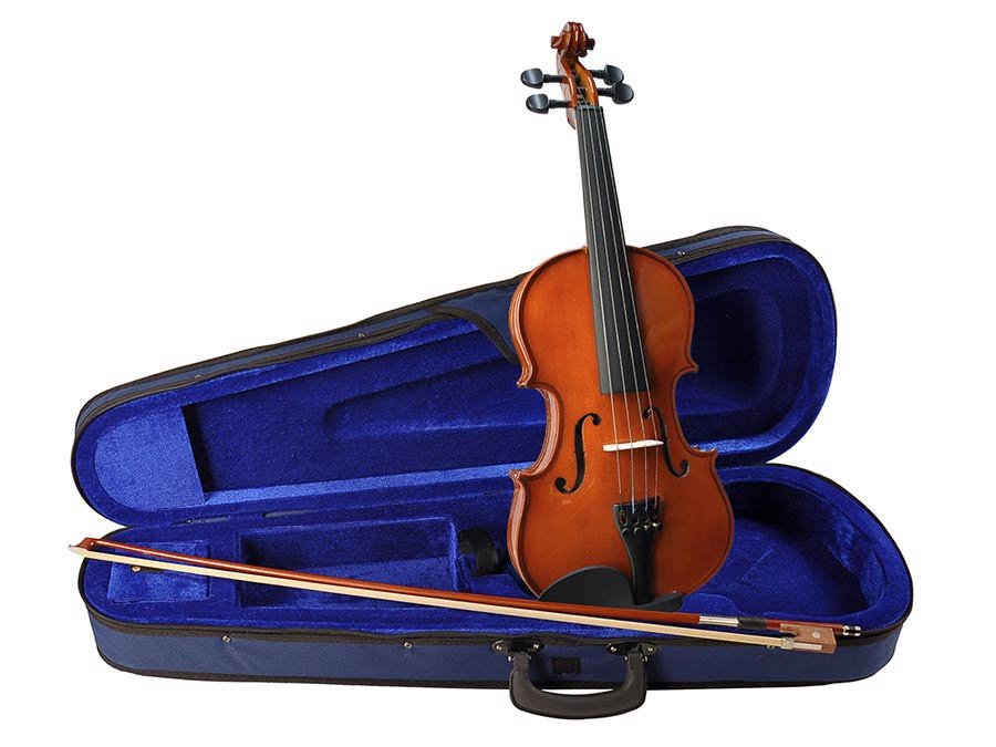 violin outfit 1/4, all solid, nitro varnish, blackened hardwood fittings, finetuner tailpiece, case - Afbeelding 4