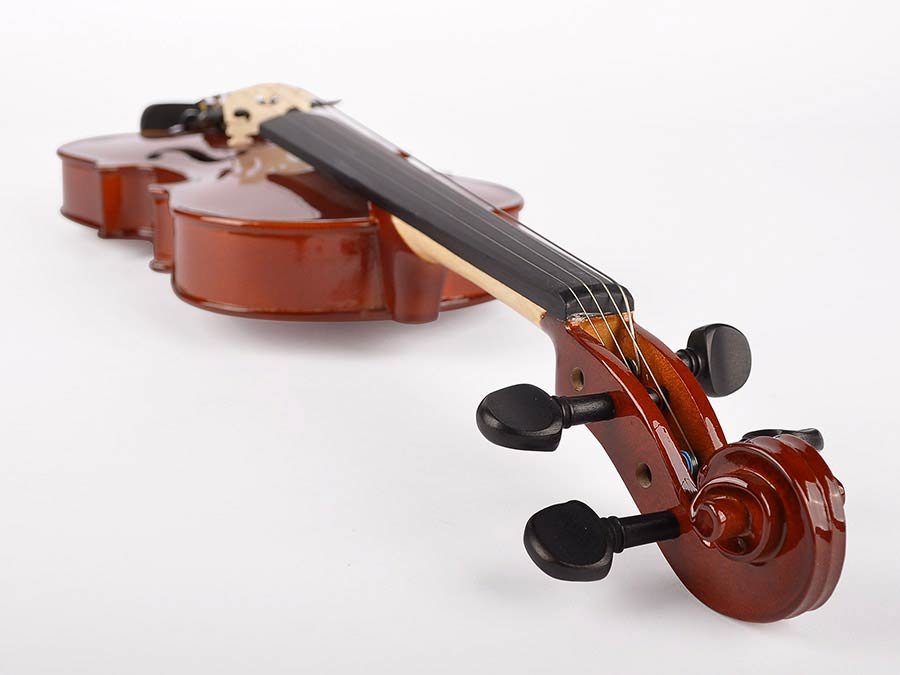 violin outfit 1/4, all solid, nitro varnish, blackened hardwood fittings, finetuner tailpiece, case - Afbeelding 6