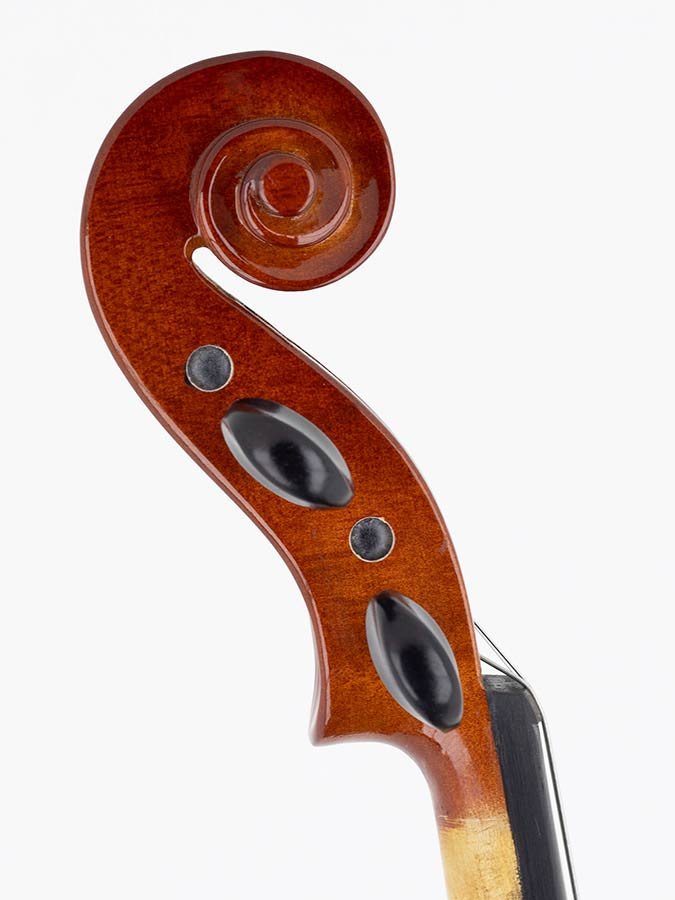 violin outfit 3/4, all solid, European flamed maple, ebony fittings, oblong case, bow - Afbeelding 4