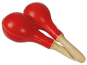 maracas, plastic, large model, pair, red