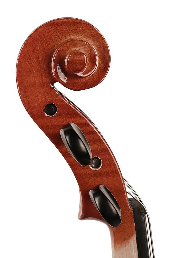 viola outfit 15.0" (38.0cm), all solid, flamed, ebony fittings, finetuner tailpiece, case, bow - Afbeelding 4
