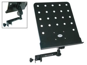 clip-on music stand, black, perforated desk