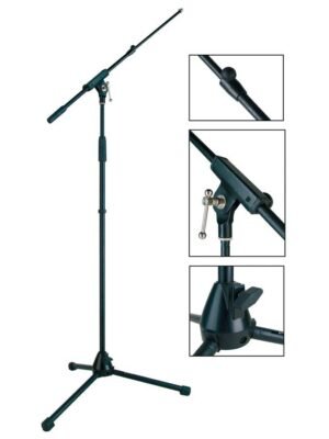 microphone stand, telesc.boom, black, max height 165cm