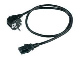 power cable, black, 3 x 0,75 mm, 2 europlug, 250 volt, 1.8 meter
