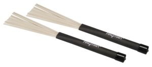 brushes, black rubber handle, retractable, white nylon bristles