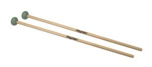 xylophone mallets, 365 mm. maple handle, pair, 28 mm. medium light green rubber head