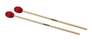 marimba mallets, 400 mm. maple handle, pair, 36 mm. medium head, red