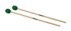 marimba mallets, 400 mm. maple handle, pair, 36 mm. medium hard head, green