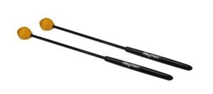 marimba mallets, 350 mm. black fiber handle, pair, 29 mm. medium head, orange