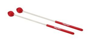 marimba mallets, 350 mm. white fiber handle, pair, 29 mm. soft head, red