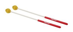 marimba mallets, 350 mm. white fiber handle, pair, 29 mm. medium head, orange