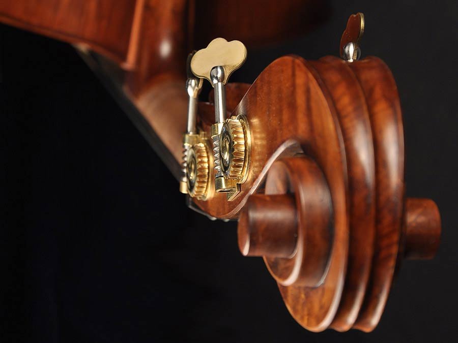 double bass 1/2 laminated wood, spirit varnish, ebony fingerboard, gamba model - Afbeelding 4