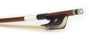cello bow, 3/4, pernambuco, octagonal stick, ebony frog, parisian eye, fully nickel mounted