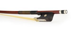 french d. bass bow, 4/4, brazilwood, octagonal stick, ebony frog, single eye, whalebone imitation