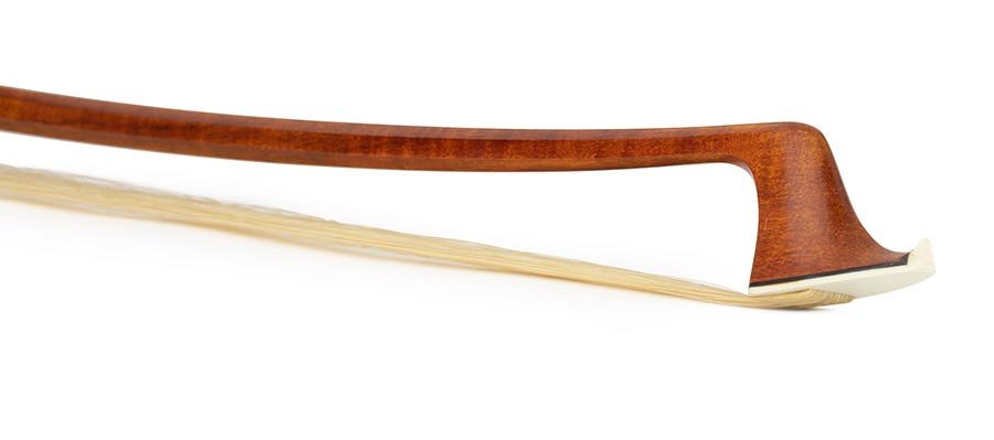 german d. bass bow, 4/4, pernambuco, octagonal stick, ebony frog, parisian eye, fully nickel mounte - Afbeelding 2