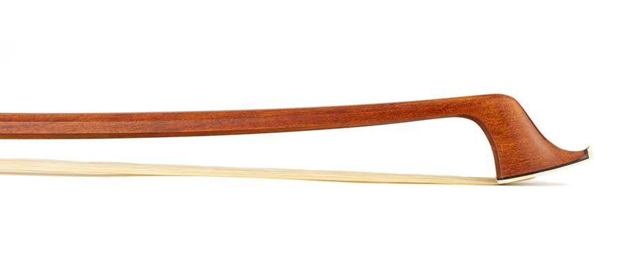 german d. bass bow, 4/4, pernambuco, octagonal stick, ebony frog, parisian eye, fully nickel mounte - Afbeelding 4