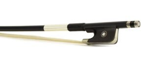 cello bow, 1/2, carbon fiber/black, round, ebony frog, parisian eye, fully nickel mounted