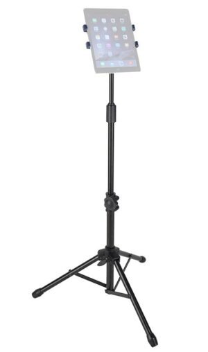 universal tablet stand, height adjustable 68-144cm, with 360° spring loaded clamping system