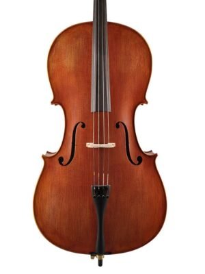 cello outfit 3/4, all solid, mat nitro varnish, well flamed, ebony fittings, bag and bow
