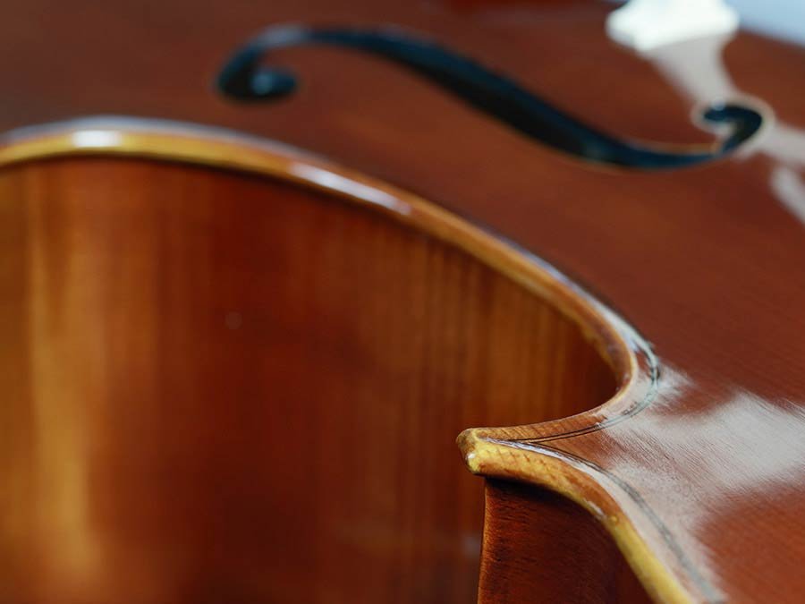 cello 1/2, all solid, oil varnish, ebony fittings, flamed - Afbeelding 7