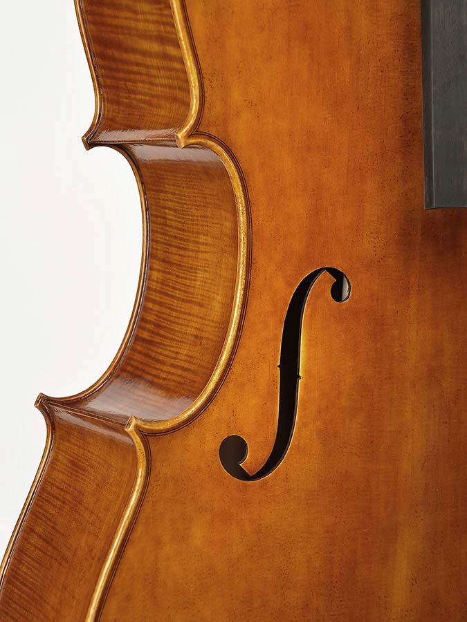 cello 4/4, oil varnish with amber brown finish, flamed maple back - Afbeelding 5