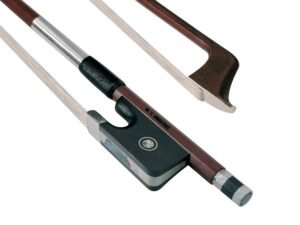 cello bow 4/4, pernambuco, Parisian eye, full lined, trimmed slide, octagonal