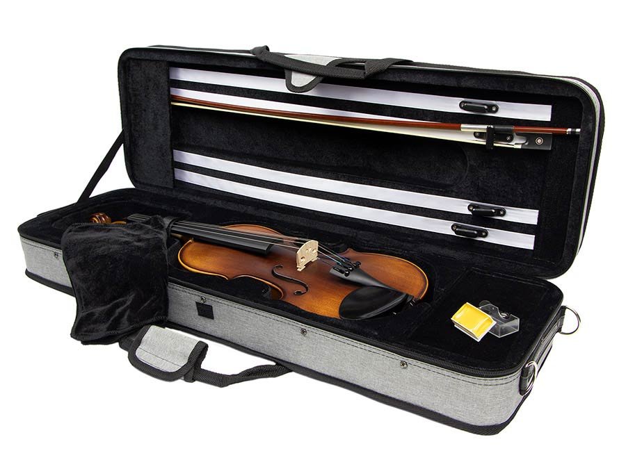 violin outfit 4/4, all solid, flamed maple back and sides, matt antique varnish, ebony fitting - Afbeelding 2