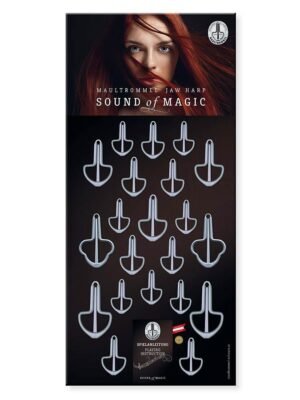 Classic mouth harp display card, with 21 mouth harps, mat silver