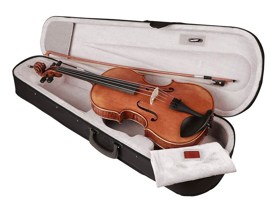 3/4 viola outfit, 13" (33cm), slightly shaded oil varnish, flamed maple, case, BA-10/34 ELS bow