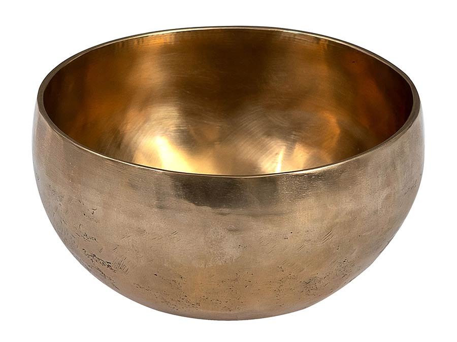 brass singing bowl 15cm, with mallet - felt ring - cotton bag - Afbeelding 2