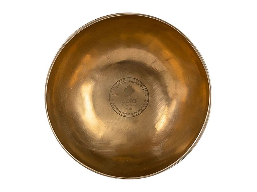 brass singing bowl 15cm, with mallet - felt ring - cotton bag - Afbeelding 3