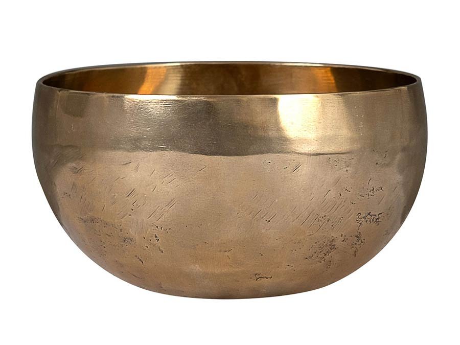 brass singing bowl 15cm, with mallet - felt ring - cotton bag - Afbeelding 4