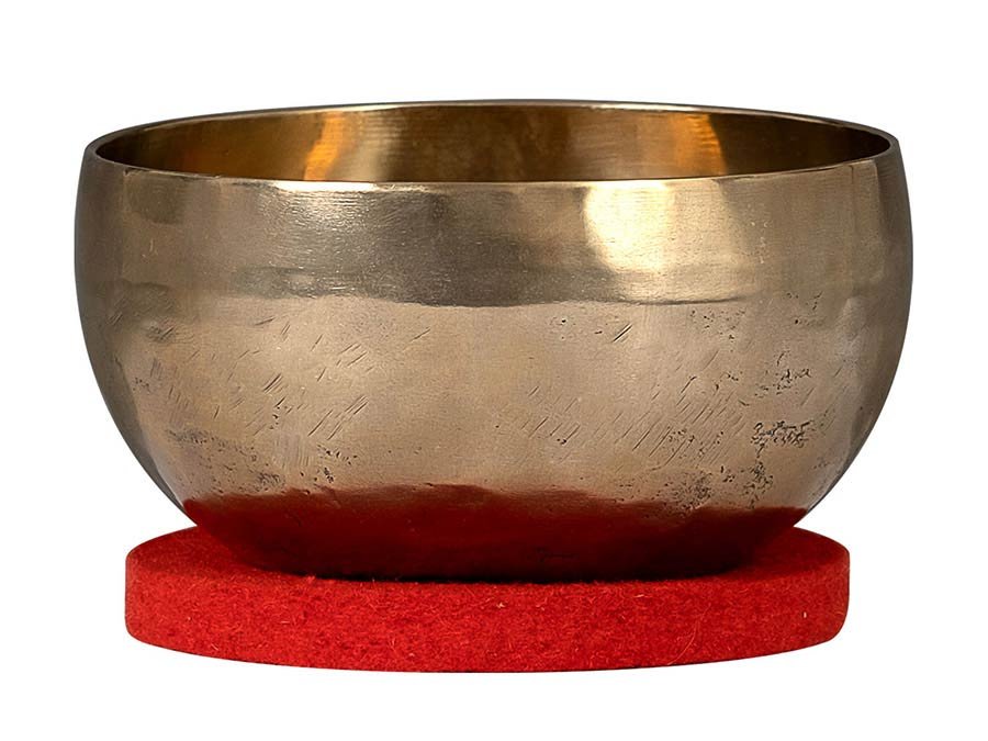 brass singing bowl 15cm, with mallet - felt ring - cotton bag - Afbeelding 5