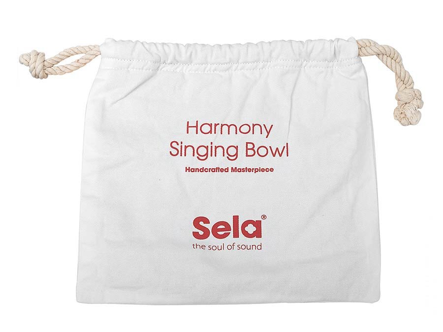 brass singing bowl 15cm, with mallet - felt ring - cotton bag - Afbeelding 7