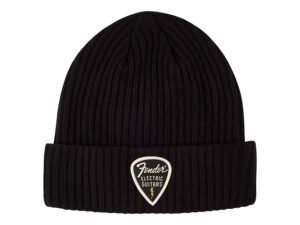 pick patch ribbed beanie, black