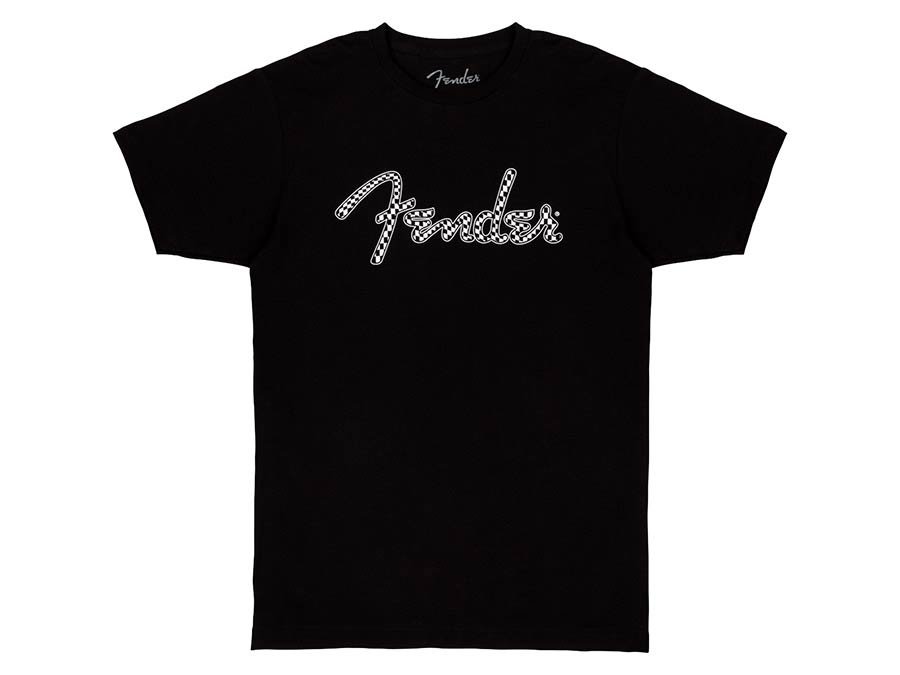 spaghetti wavy checker logo t-shirt, black, L