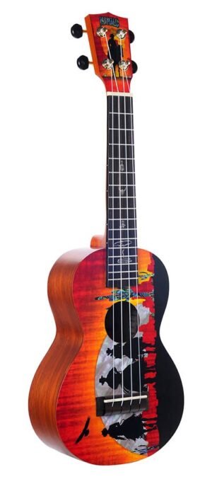 Mahalo Artist Elite Series concert ukulele wild west concert ukulele wild west, nato arched back body, mahogany neck, amara ebony fretboard, with bag