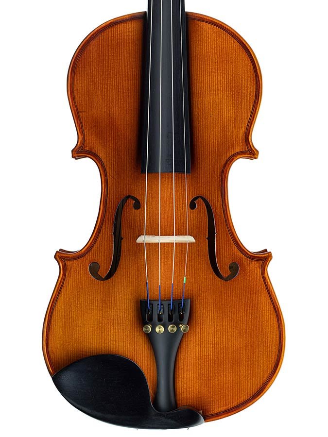 violin outfit 3/4 ready to play, all solid, flamed maple back, ebony fittings, incl. bow and case - Afbeelding 2