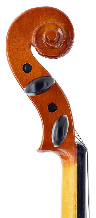 violin outfit 3/4 ready to play, all solid, flamed maple back, ebony fittings, incl. bow and case - Afbeelding 4